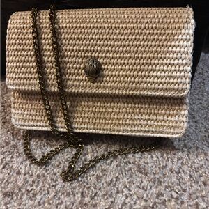 Kurt Geiger Shoreditch Tan Woven Crossbody Bag with Chain Strap
